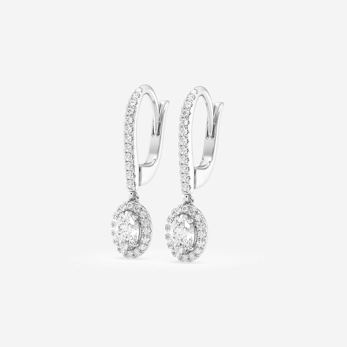 Additional Image 1 for  3/4 ctw Oval Lab Grown Diamond Halo Drop Earrings