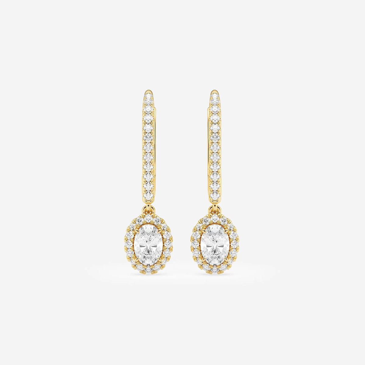3/4 ctw Oval Lab Grown Diamond Halo Drop Earrings