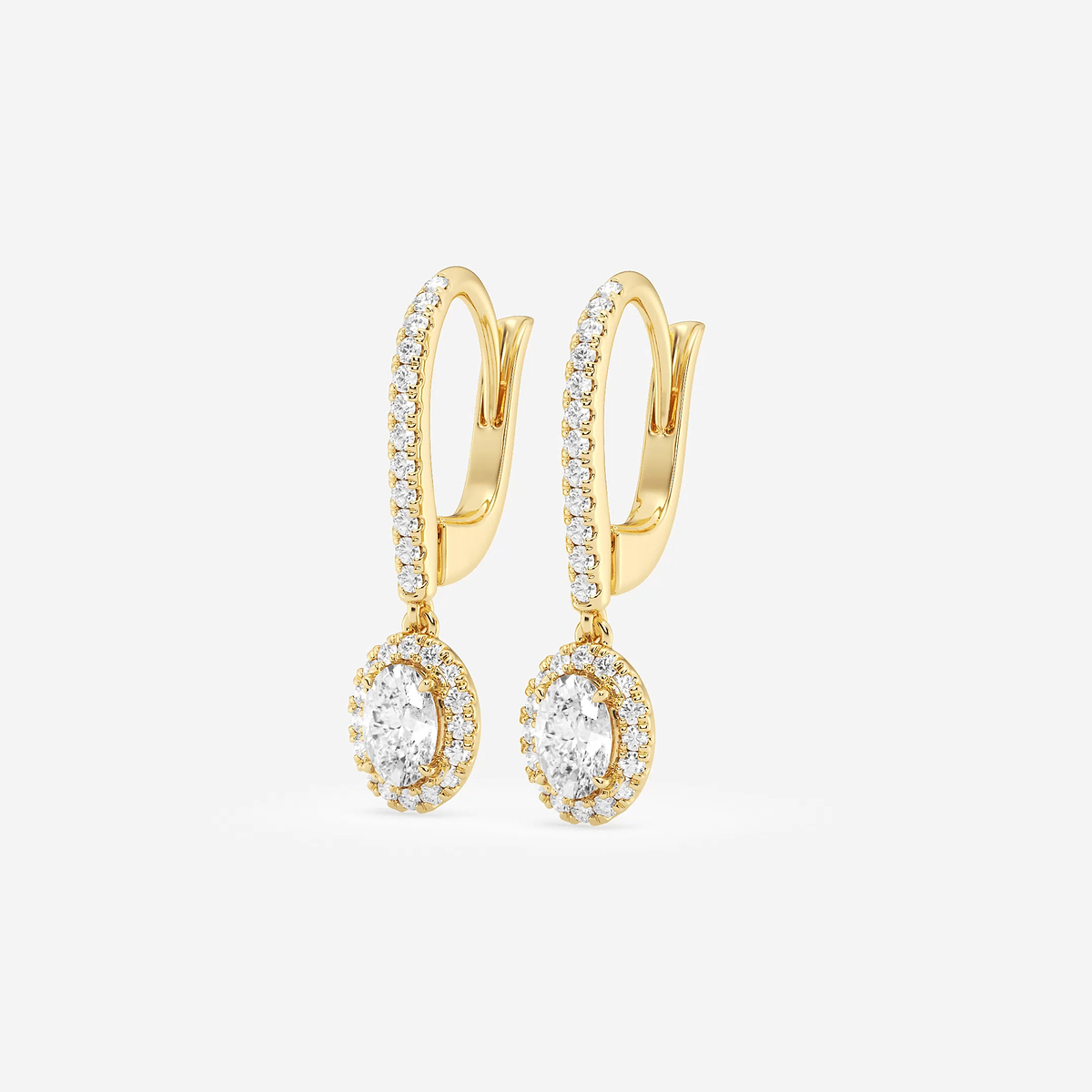 Additional Image 1 for  3/4 ctw Oval Lab Grown Diamond Halo Drop Earrings