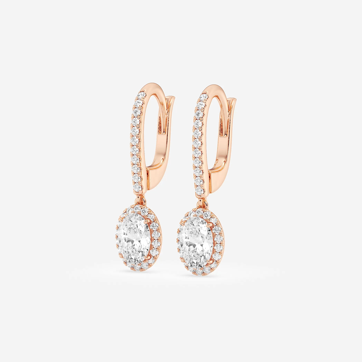 Additional Image 1 for  1 1/4 ctw Oval Lab Grown Diamond Halo Drop Earrings