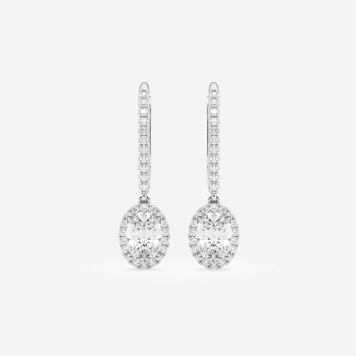 1 1/4 ctw Oval Lab Grown Diamond Halo Drop Earrings