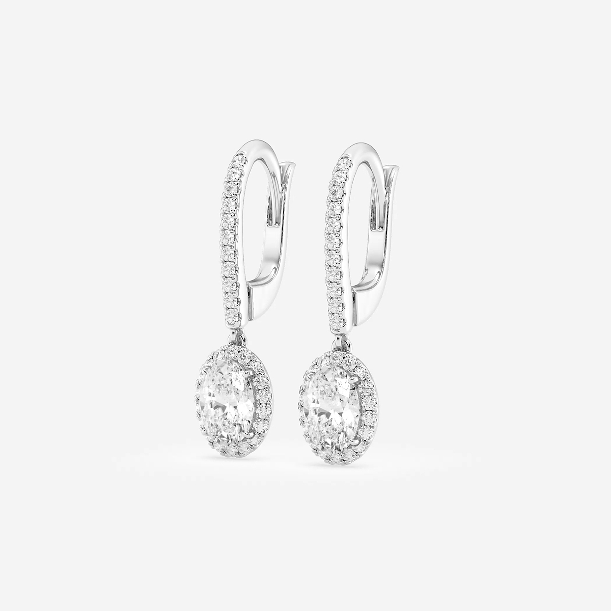 Additional Image 1 for  1 1/4 ctw Oval Lab Grown Diamond Halo Drop Earrings