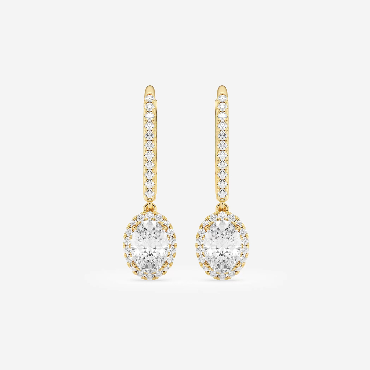 1 1/4 ctw Oval Lab Grown Diamond Halo Drop Earrings