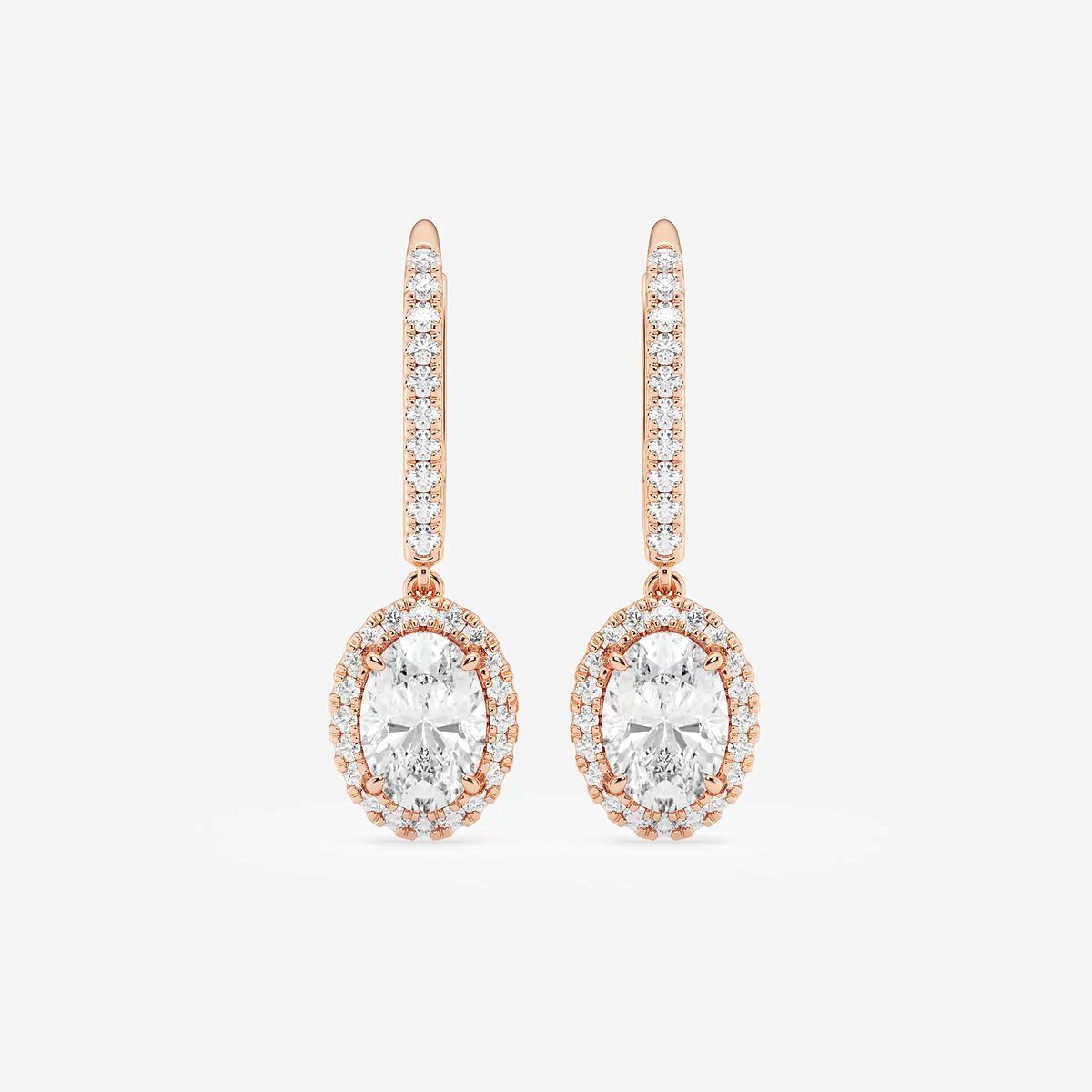 1 7/8 ctw Oval Lab Grown Diamond Halo Drop Earrings