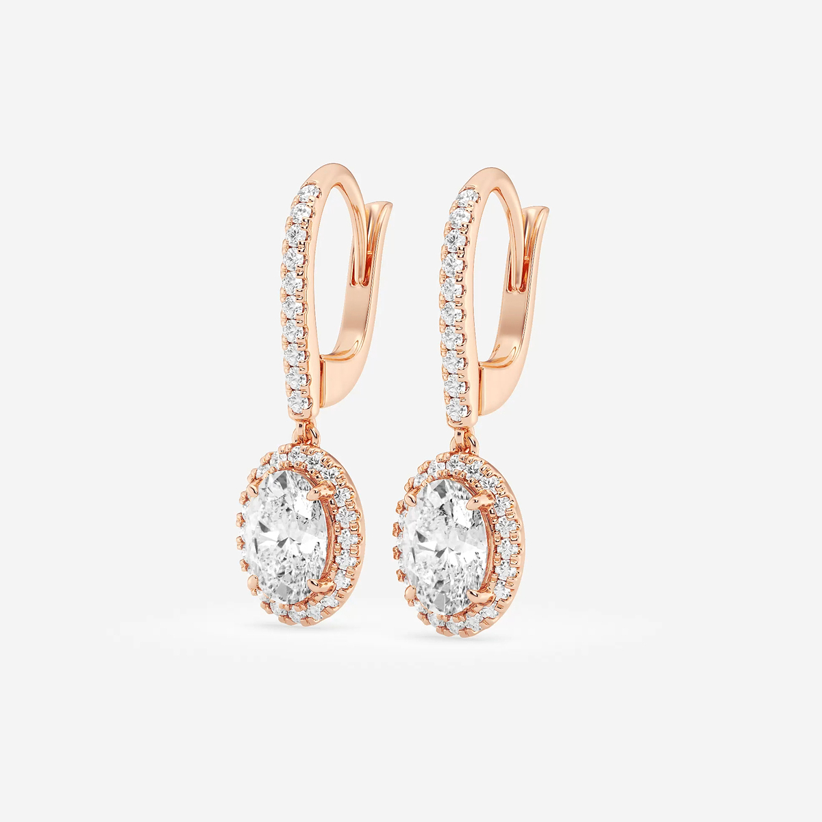Additional Image 1 for  1 7/8 ctw Oval Lab Grown Diamond Halo Drop Earrings