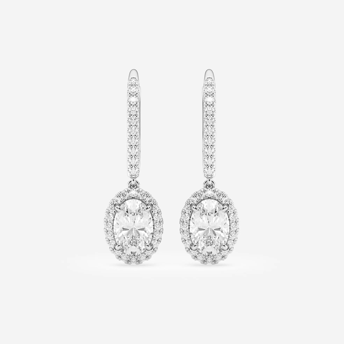 1 7/8 ctw Oval Lab Grown Diamond Halo Drop Earrings