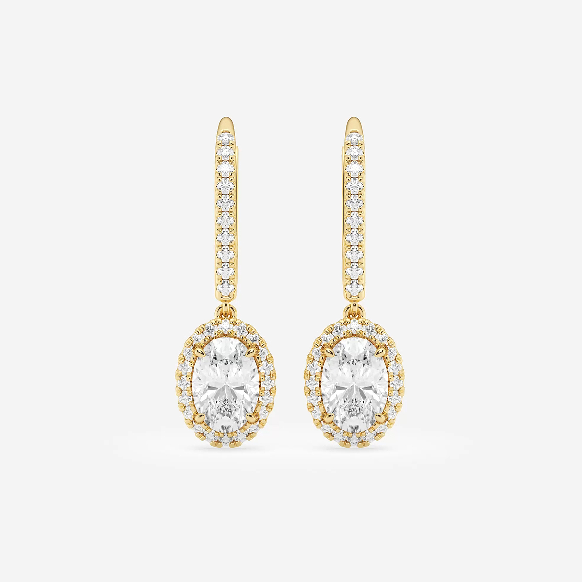 1 7/8 ctw Oval Lab Grown Diamond Halo Drop Earrings