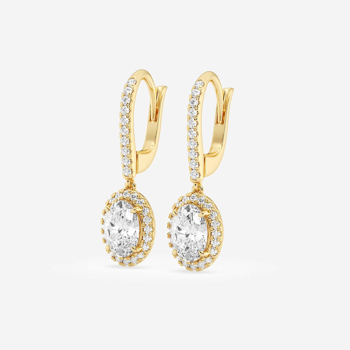 Additional Image 1 for  1 7/8 ctw Oval Lab Grown Diamond Halo Drop Earrings