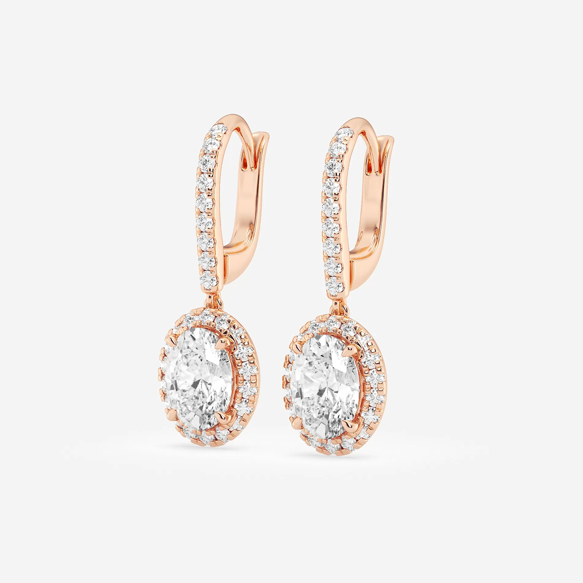 Additional Image 1 for  2 1/2 ctw Oval Lab Grown Diamond Halo Drop Earrings