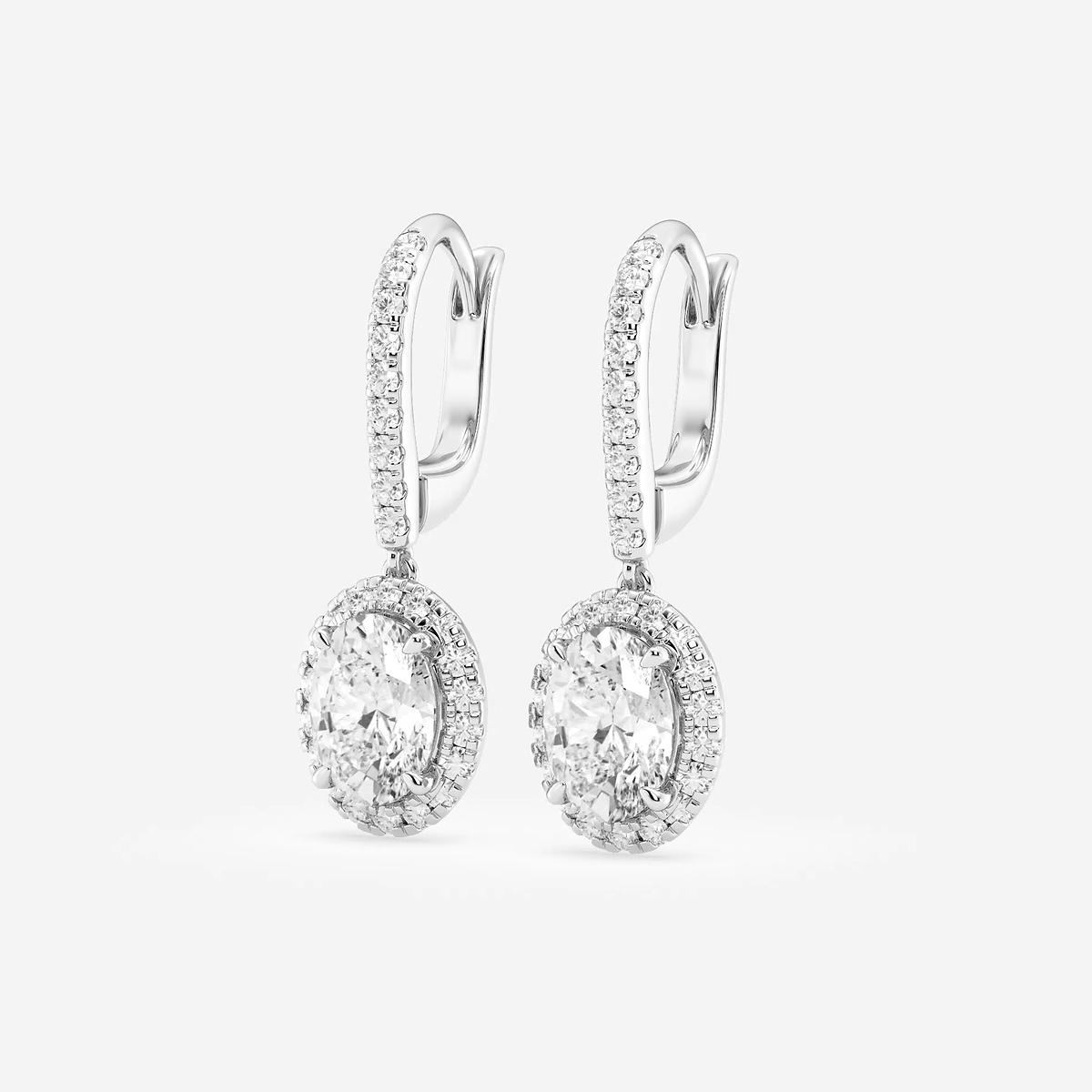 Additional Image 1 for  2 1/2 ctw Oval Lab Grown Diamond Halo Drop Earrings