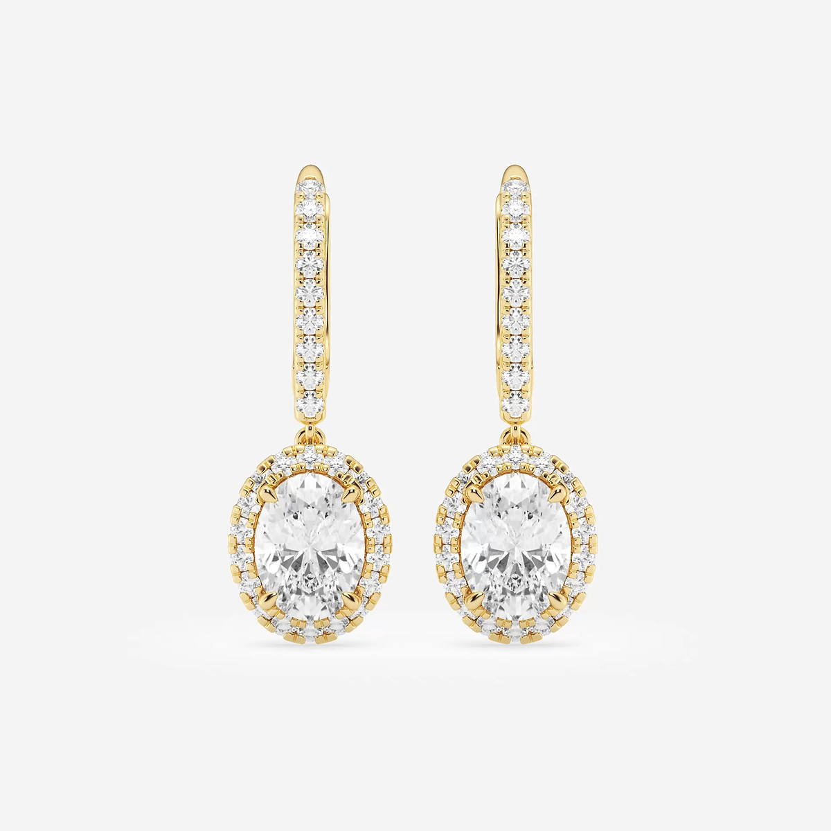 2 1/2 ctw Oval Lab Grown Diamond Halo Drop Earrings