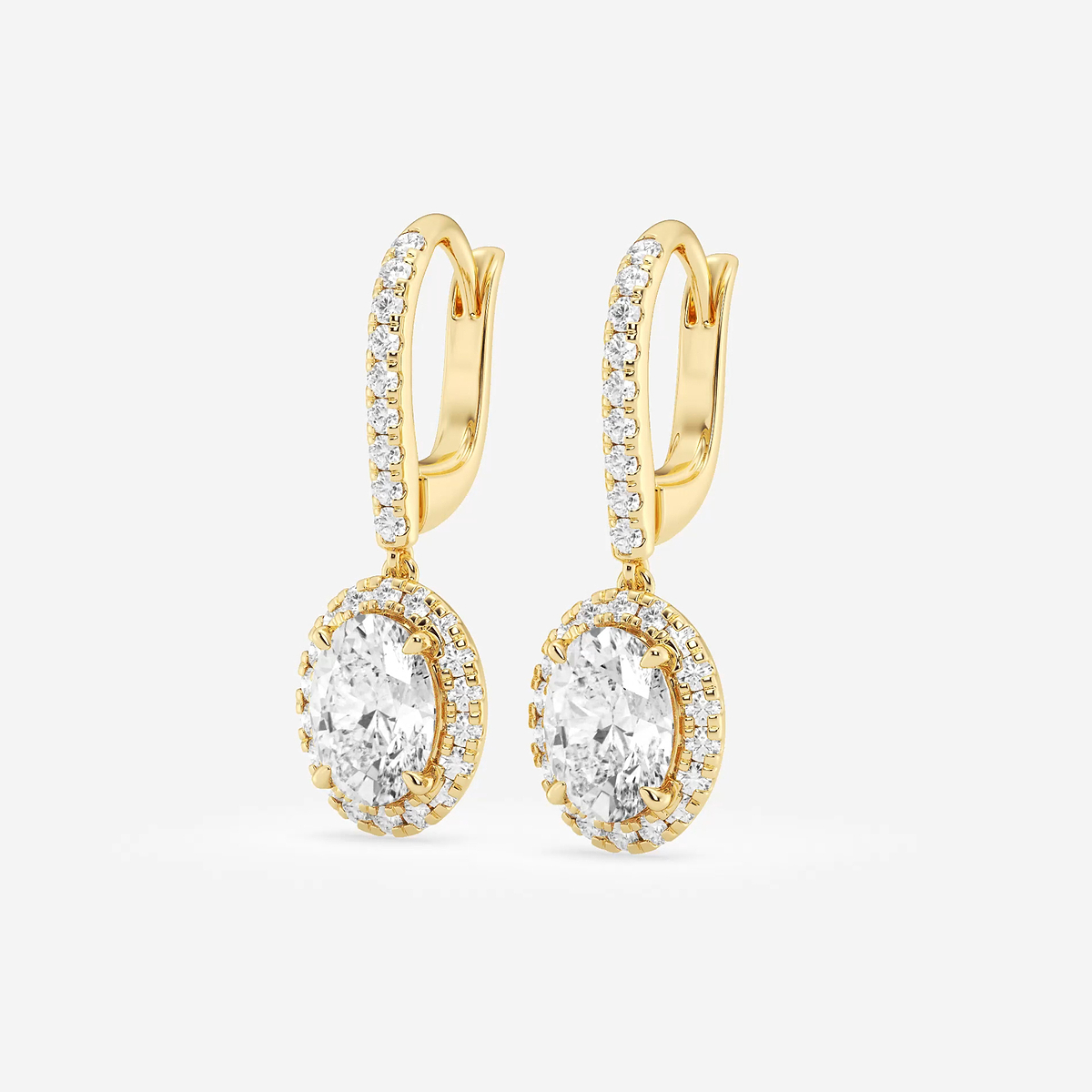 Additional Image 1 for  2 1/2 ctw Oval Lab Grown Diamond Halo Drop Earrings