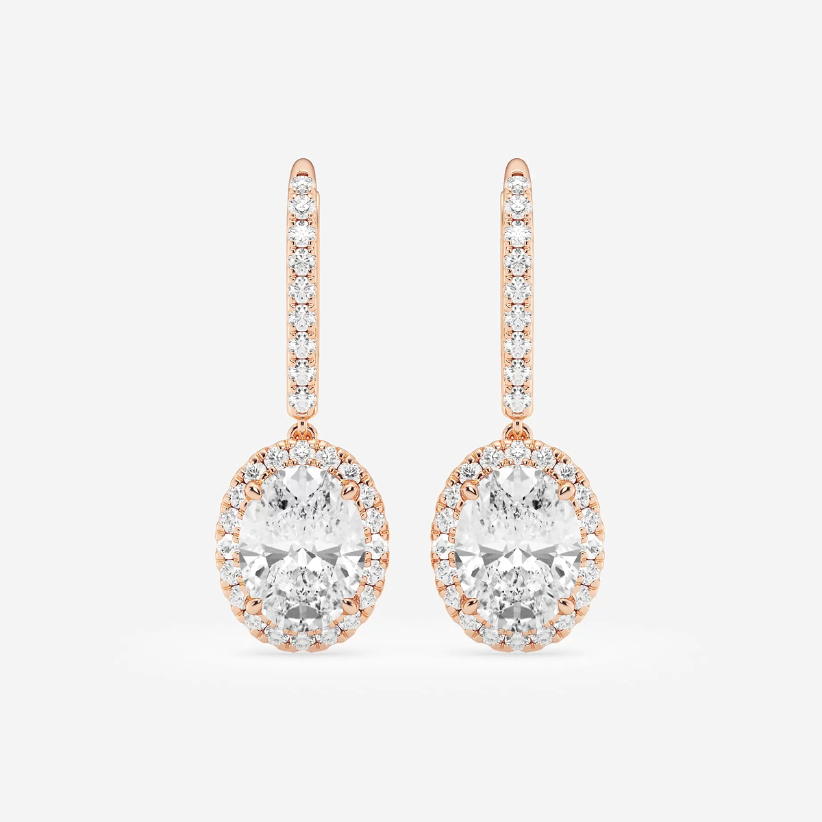 3 1/2 ctw Oval Lab Grown Diamond Halo Drop Earrings