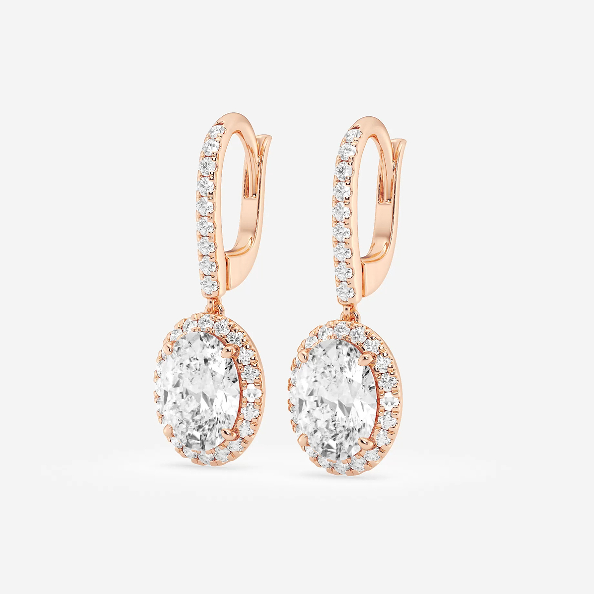 Additional Image 1 for  3 1/2 ctw Oval Lab Grown Diamond Halo Drop Earrings