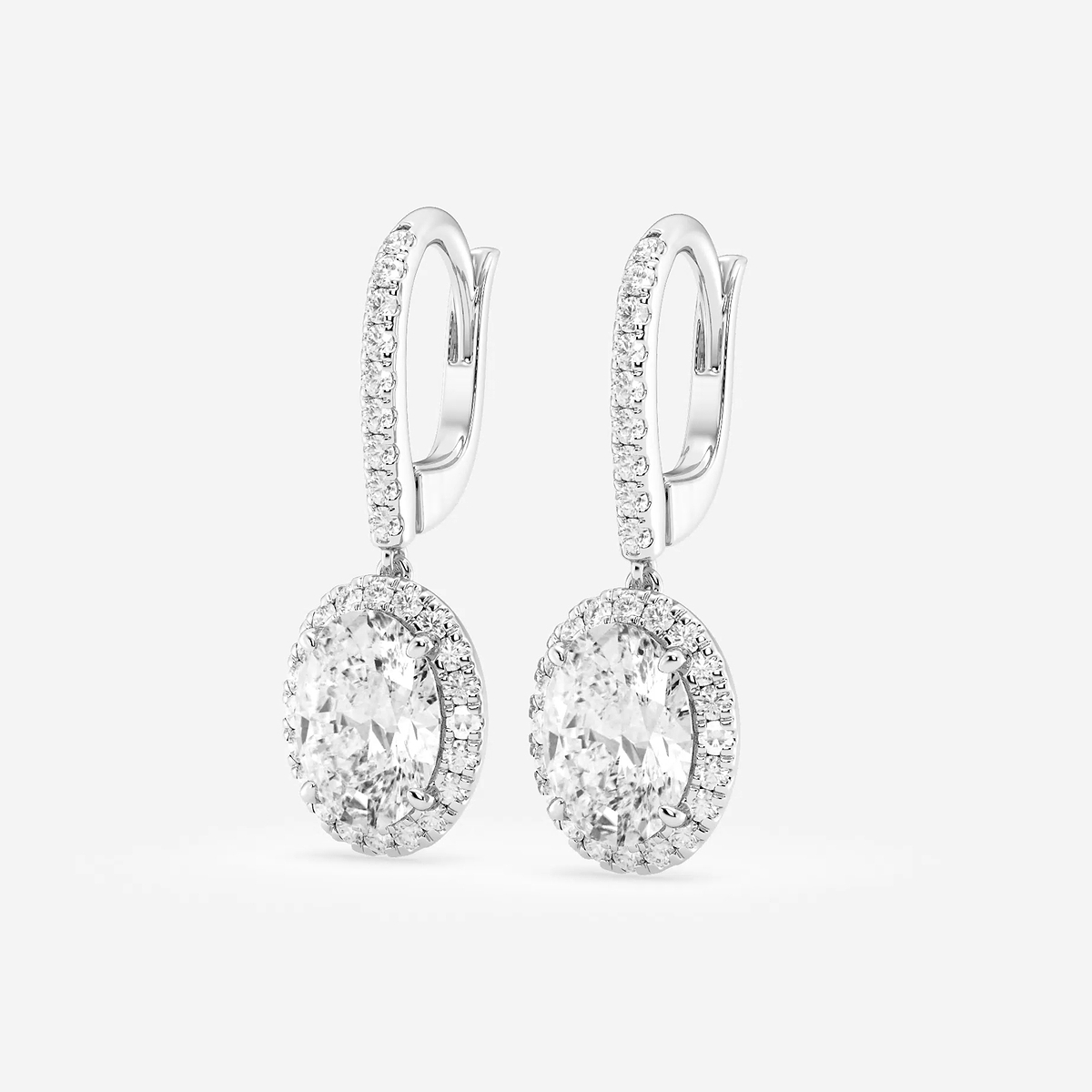 Additional Image 1 for  3 1/2 ctw Oval Lab Grown Diamond Halo Drop Earrings