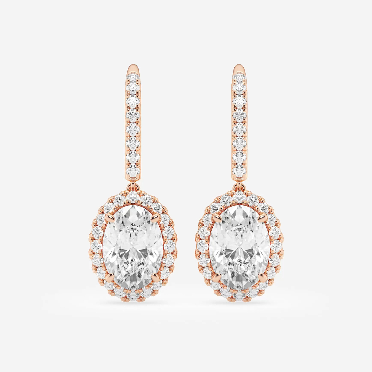 4 1/2 ctw Oval Lab Grown Diamond Halo Drop Earrings