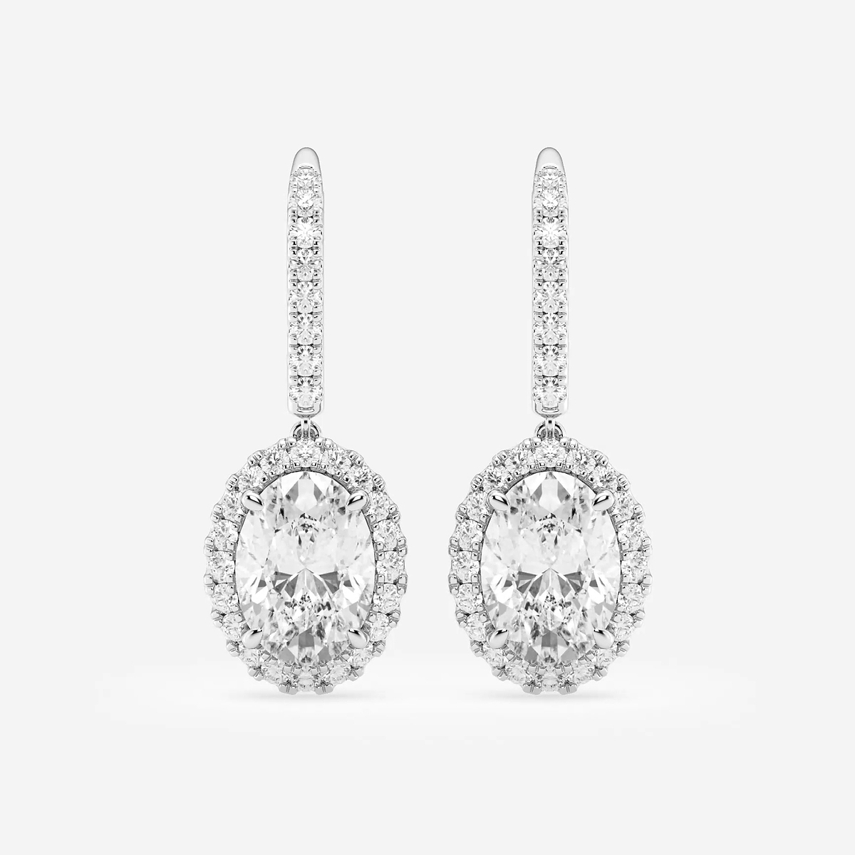 4 1/2 ctw Oval Lab Grown Diamond Halo Drop Earrings