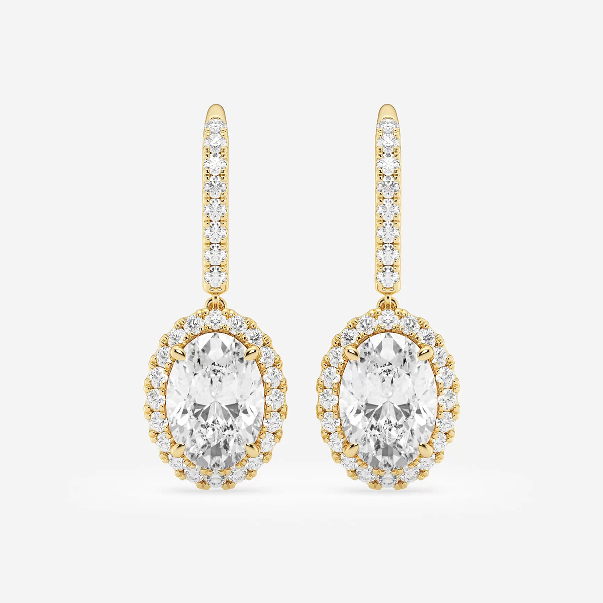 4 1/2 ctw Oval Lab Grown Diamond Halo Drop Earrings