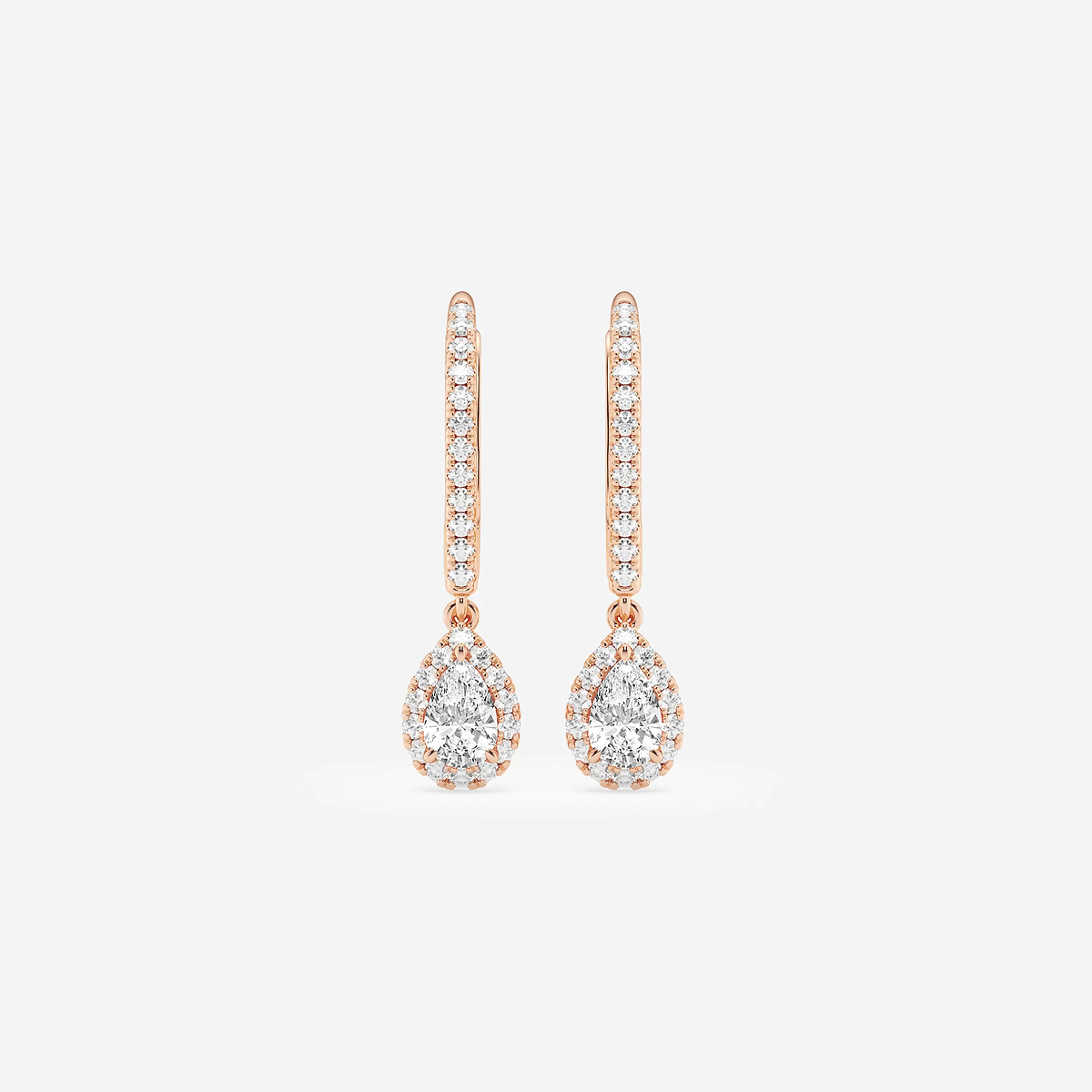 3/4 ctw Pear Lab Grown Diamond Halo Drop Earrings