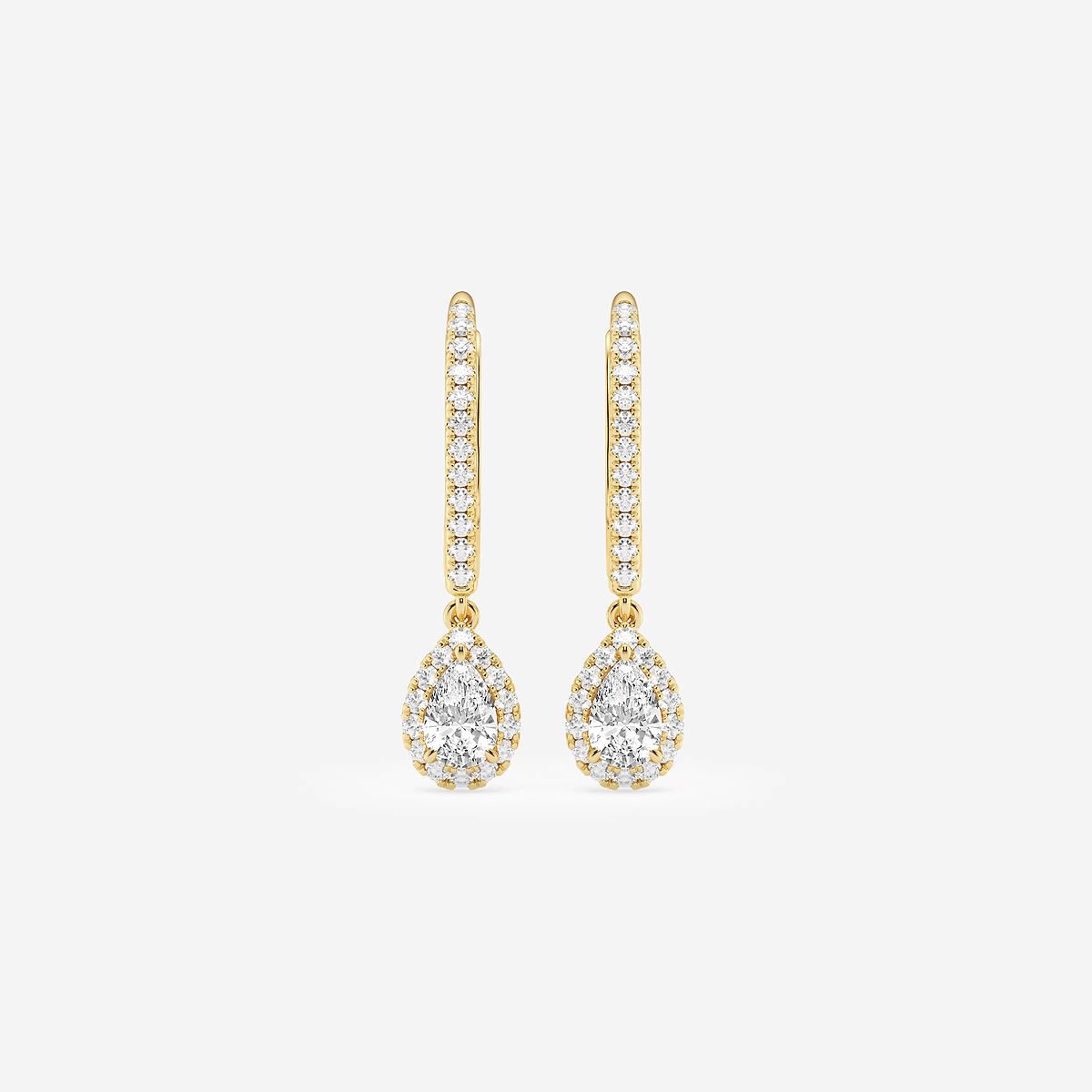 3/4 ctw Pear Lab Grown Diamond Halo Drop Earrings