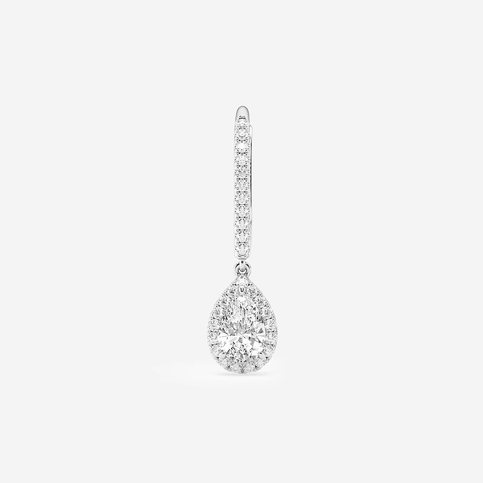 1 1/4 ctw Pear Lab Grown Diamond Halo Drop Earrings