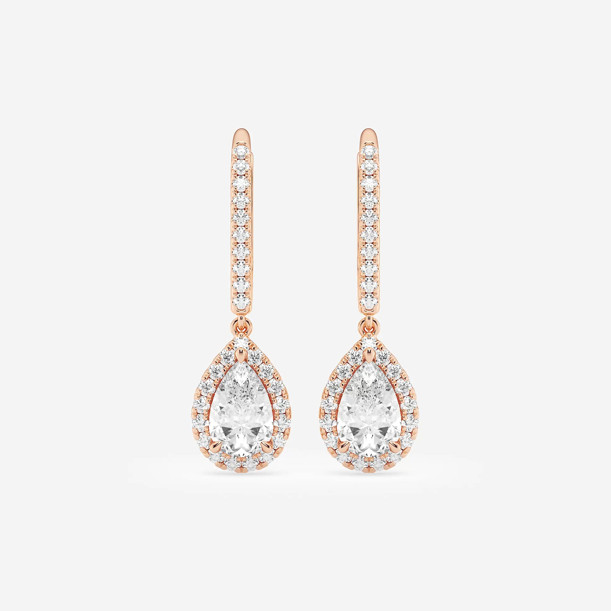 1 7/8 ctw Pear Lab Grown Diamond Halo Drop Earrings