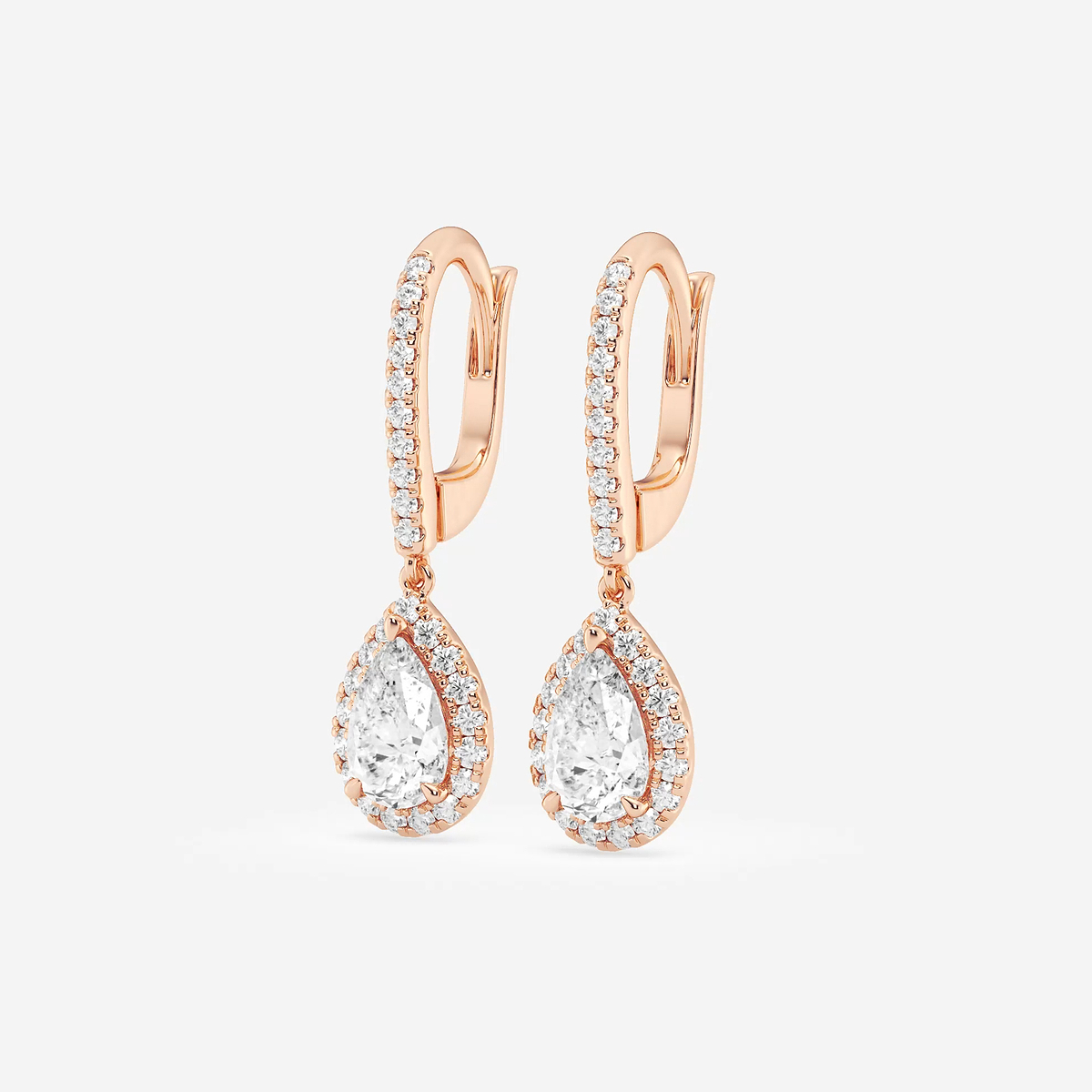 Additional Image 1 for  1 7/8 ctw Pear Lab Grown Diamond Halo Drop Earrings