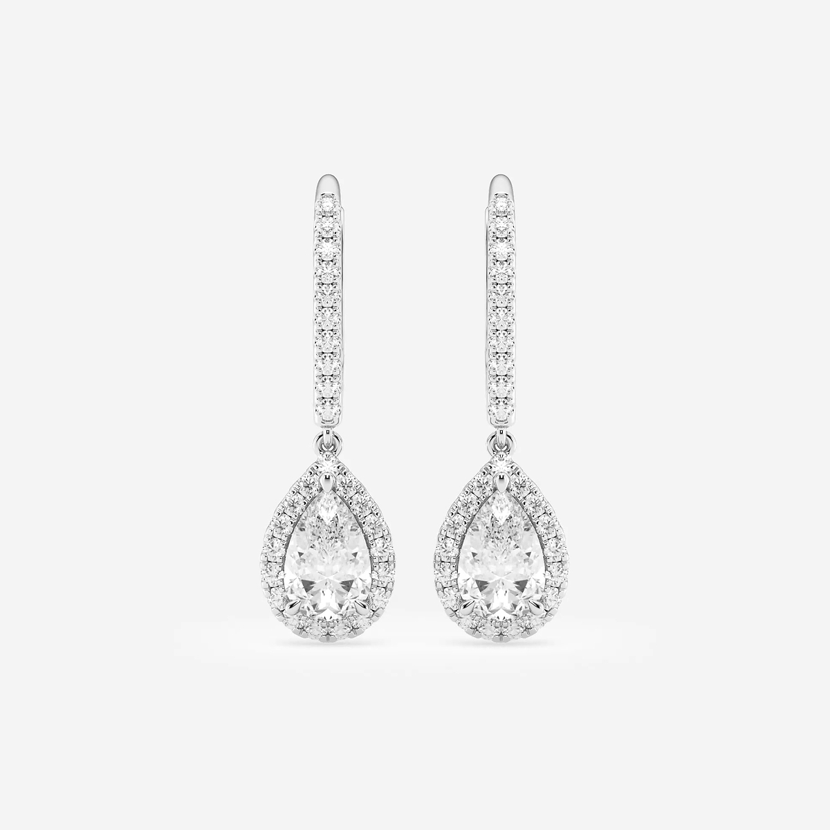 1 7/8 ctw Pear Lab Grown Diamond Halo Drop Earrings