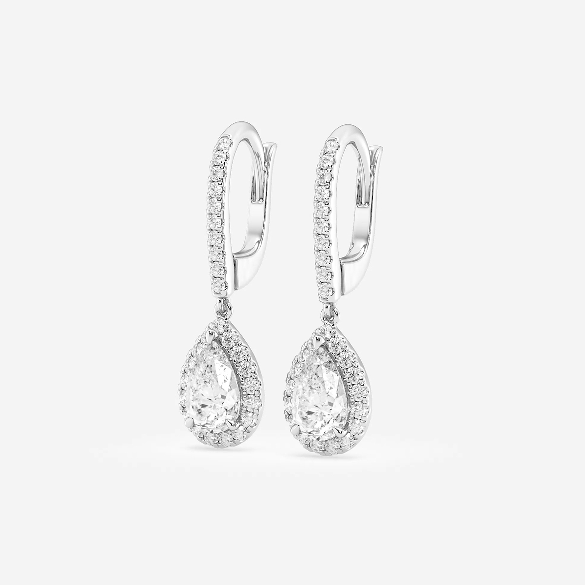 Additional Image 1 for  1 7/8 ctw Pear Lab Grown Diamond Halo Drop Earrings