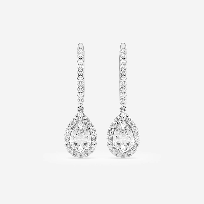 1 7/8 ctw Pear Lab Grown Diamond Halo Drop Earrings