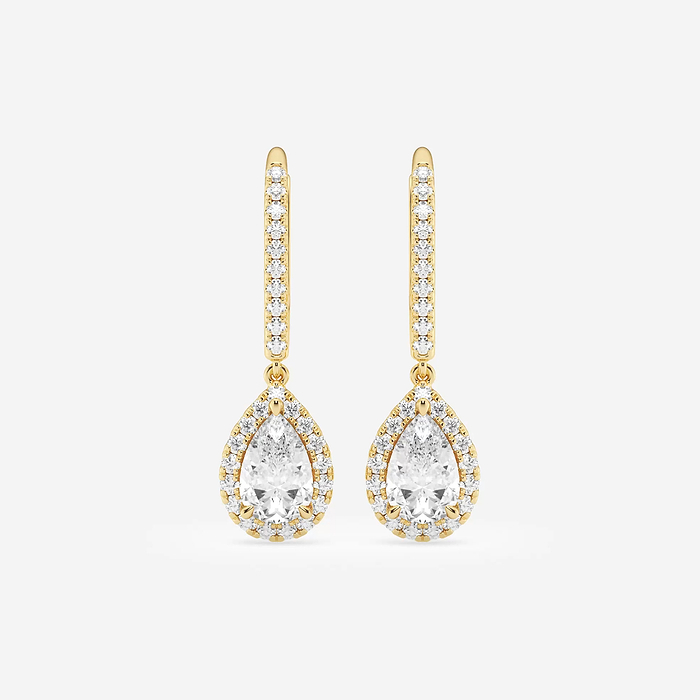 1 7/8 ctw Pear Lab Grown Diamond Halo Drop Earrings