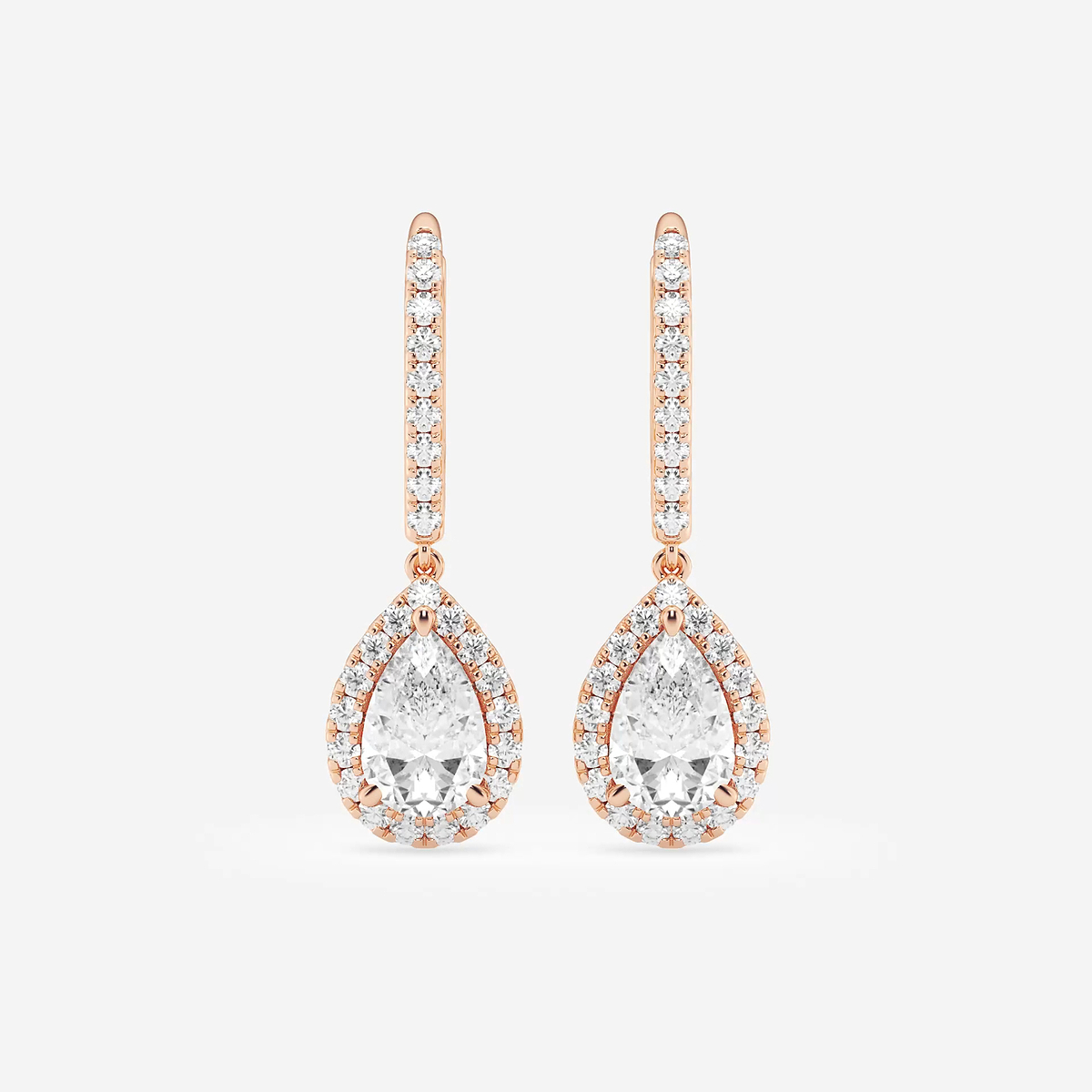 2 1/2 ctw Pear Lab Grown Diamond Halo Drop Earrings