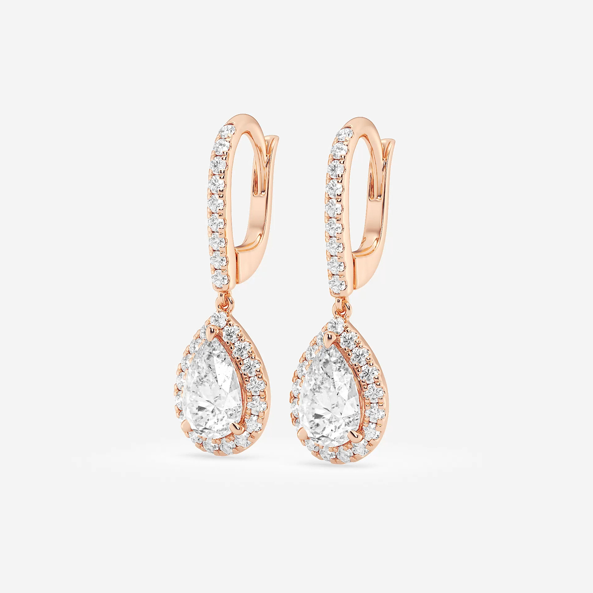 Additional Image 1 for  2 1/2 ctw Pear Lab Grown Diamond Halo Drop Earrings