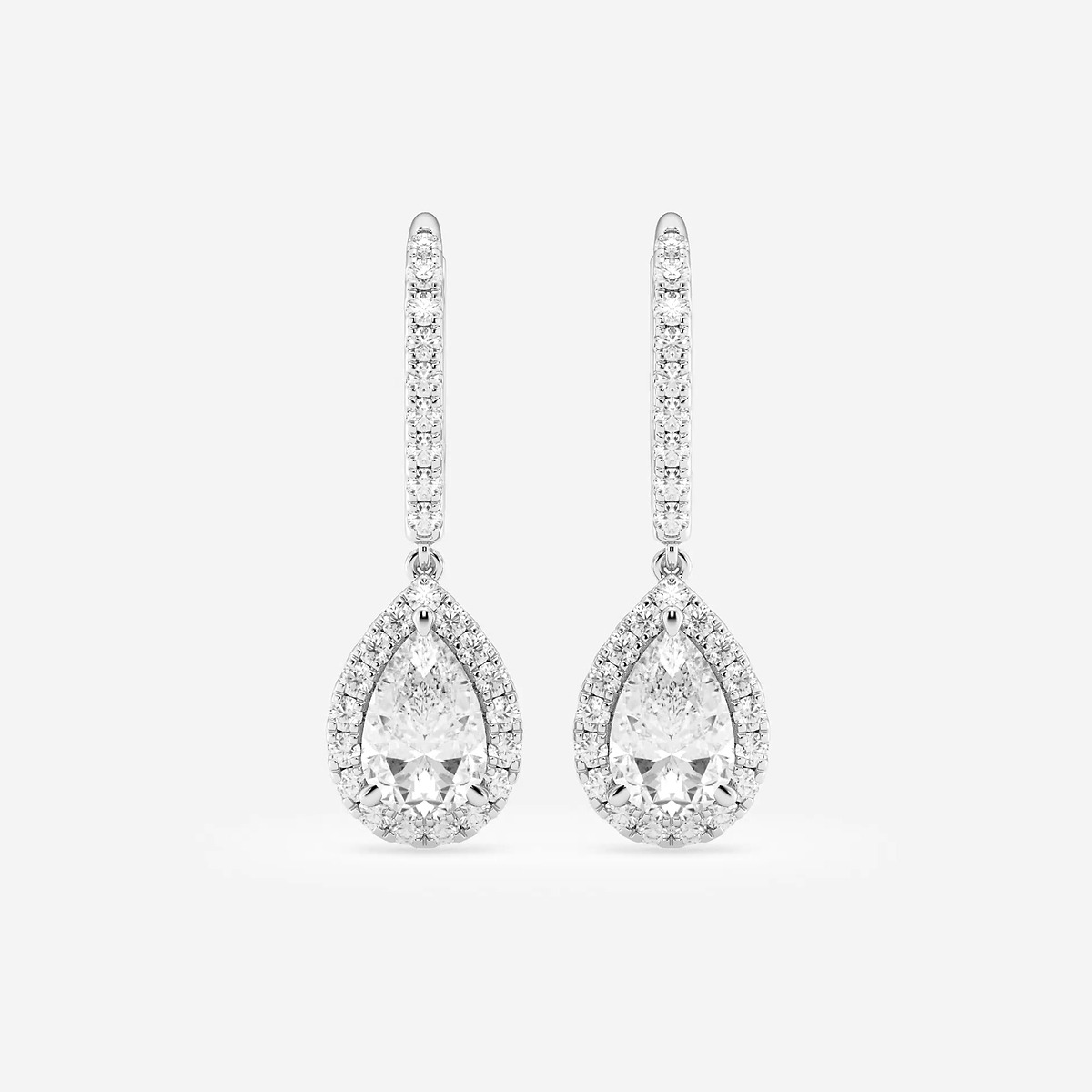 2 1/2 ctw Pear Lab Grown Diamond Halo Drop Earrings