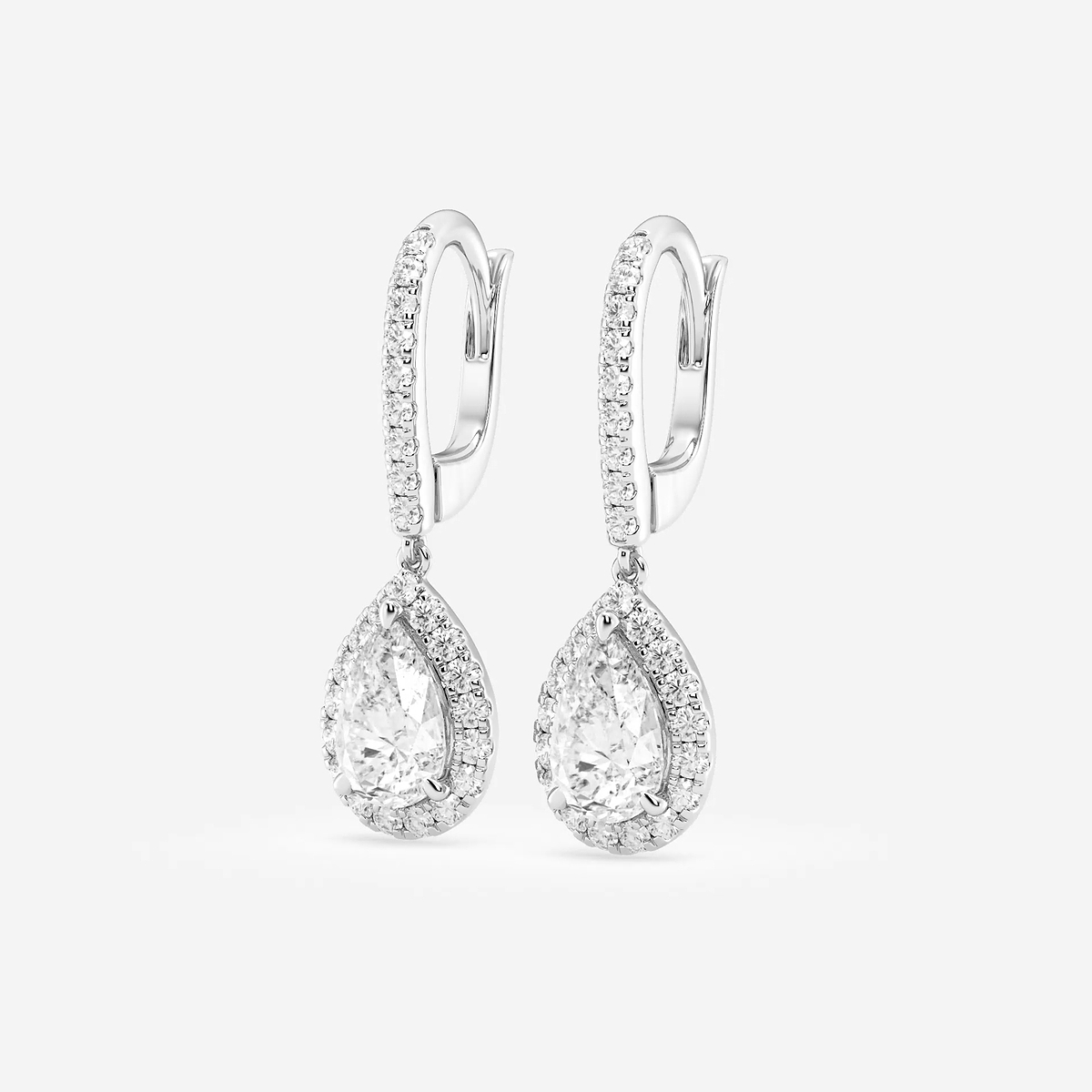Additional Image 1 for  2 1/2 ctw Pear Lab Grown Diamond Halo Drop Earrings
