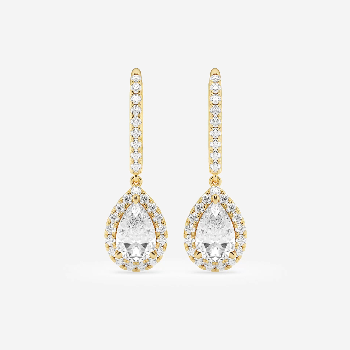 2 1/2 ctw Pear Lab Grown Diamond Halo Drop Earrings
