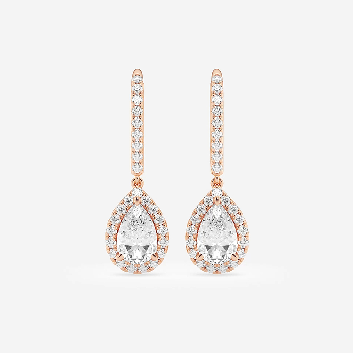 2 1/2 ctw Pear Lab Grown Diamond Halo Drop Earrings