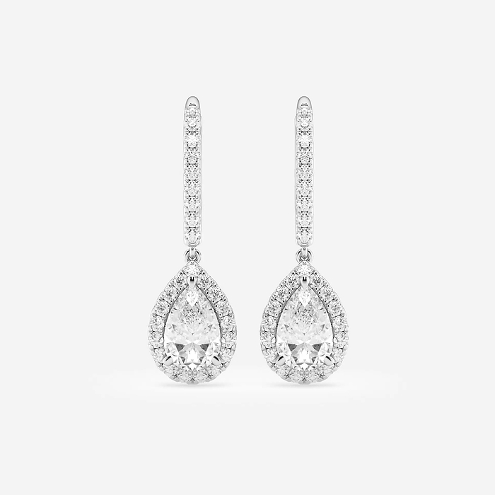 2 1/2 ctw Pear Lab Grown Diamond Halo Drop Earrings
