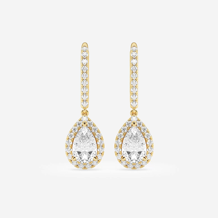 2 1/2 ctw Pear Lab Grown Diamond Halo Drop Earrings