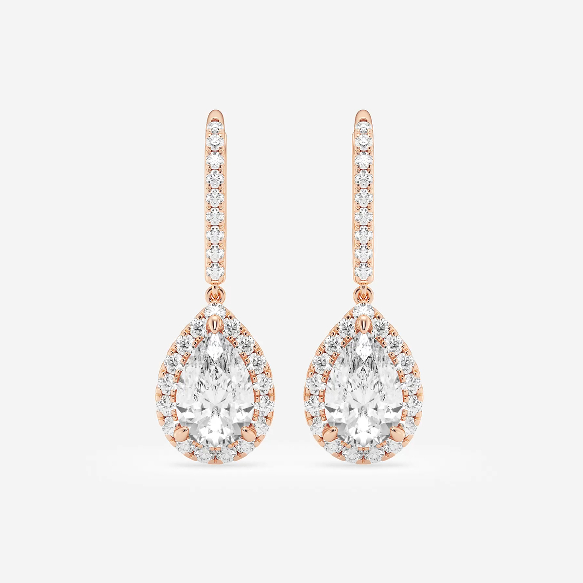 3 2/3 ctw Pear Lab Grown Diamond Halo Drop Earrings