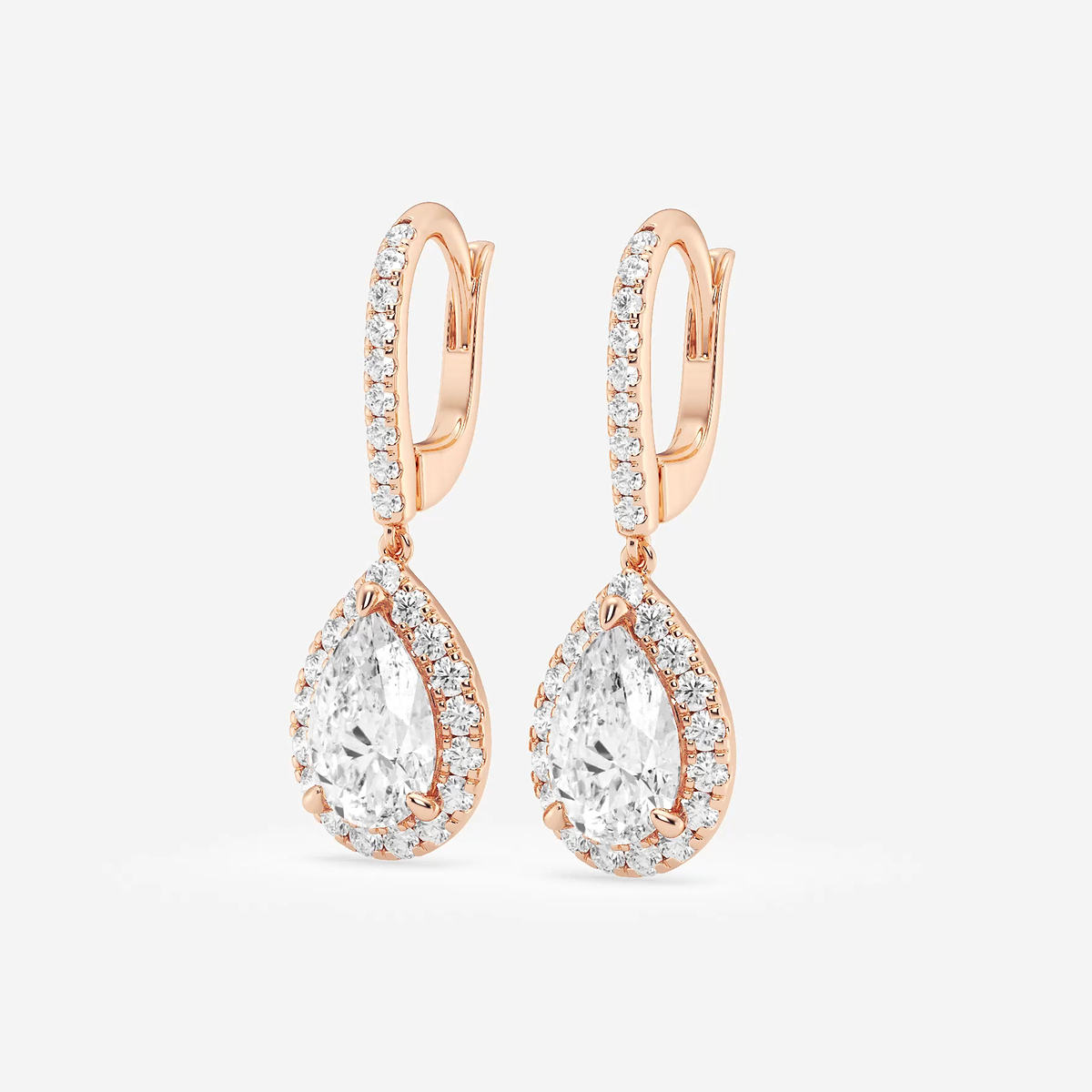 Additional Image 1 for  3 2/3 ctw Pear Lab Grown Diamond Halo Drop Earrings