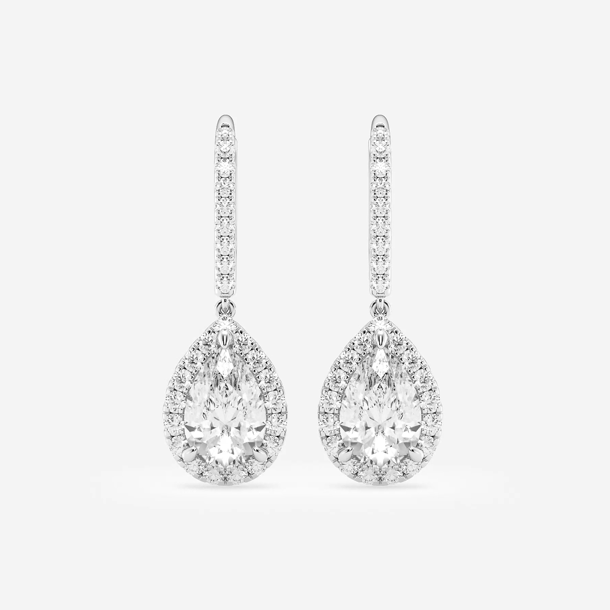3 2/3 ctw Pear Lab Grown Diamond Halo Drop Earrings