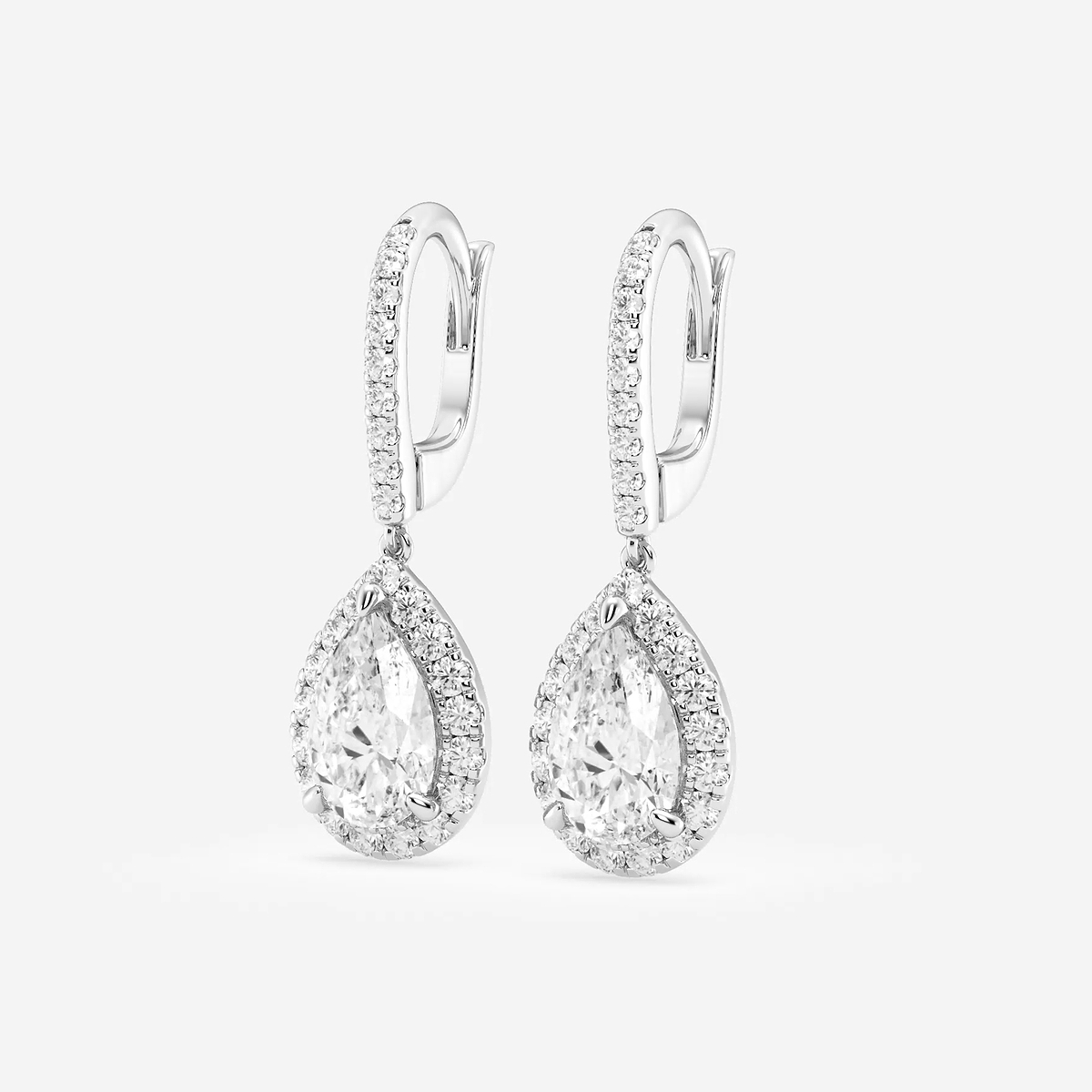 Additional Image 1 for  3 2/3 ctw Pear Lab Grown Diamond Halo Drop Earrings