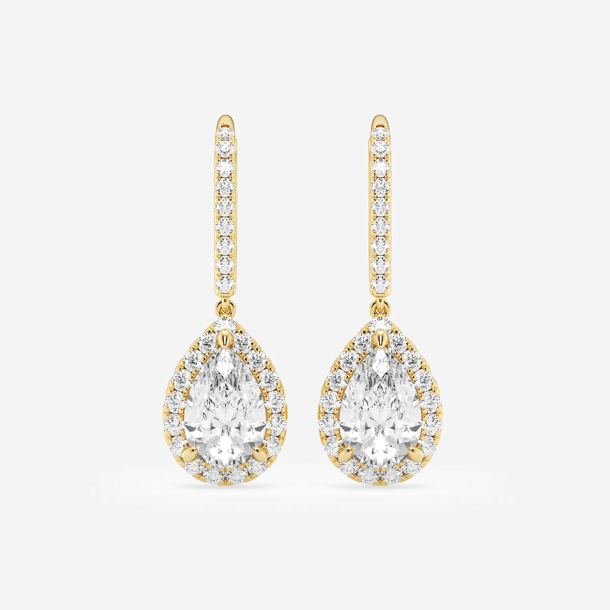 3 2/3 ctw Pear Lab Grown Diamond Halo Drop Earrings