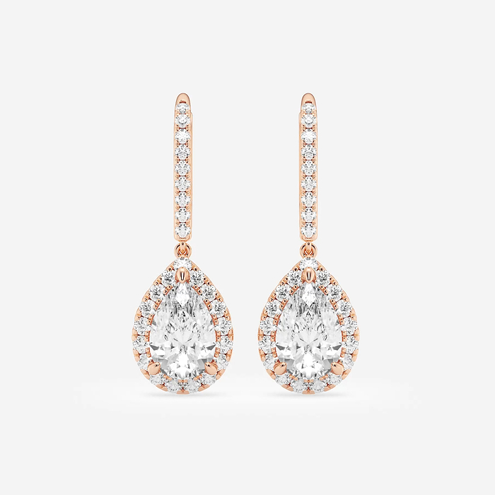 3 2/3 ctw Pear Lab Grown Diamond Halo Drop Earrings
