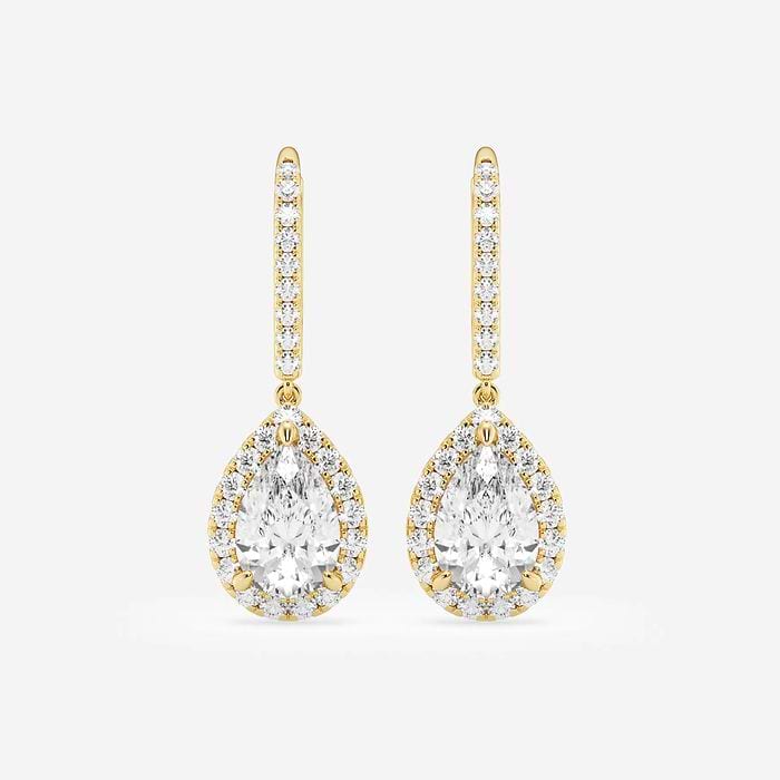 3 2/3 ctw Pear Lab Grown Diamond Halo Drop Earrings