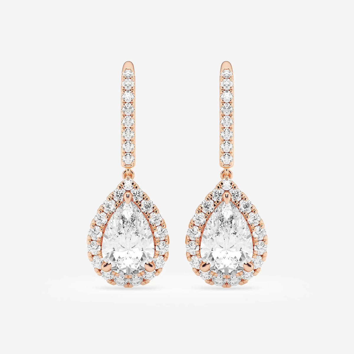 4 7/8 ctw Pear Lab Grown Diamond Halo Drop Earrings