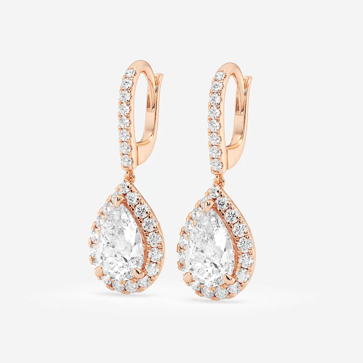 Additional Image 1 for  4 7/8 ctw Pear Lab Grown Diamond Halo Drop Earrings