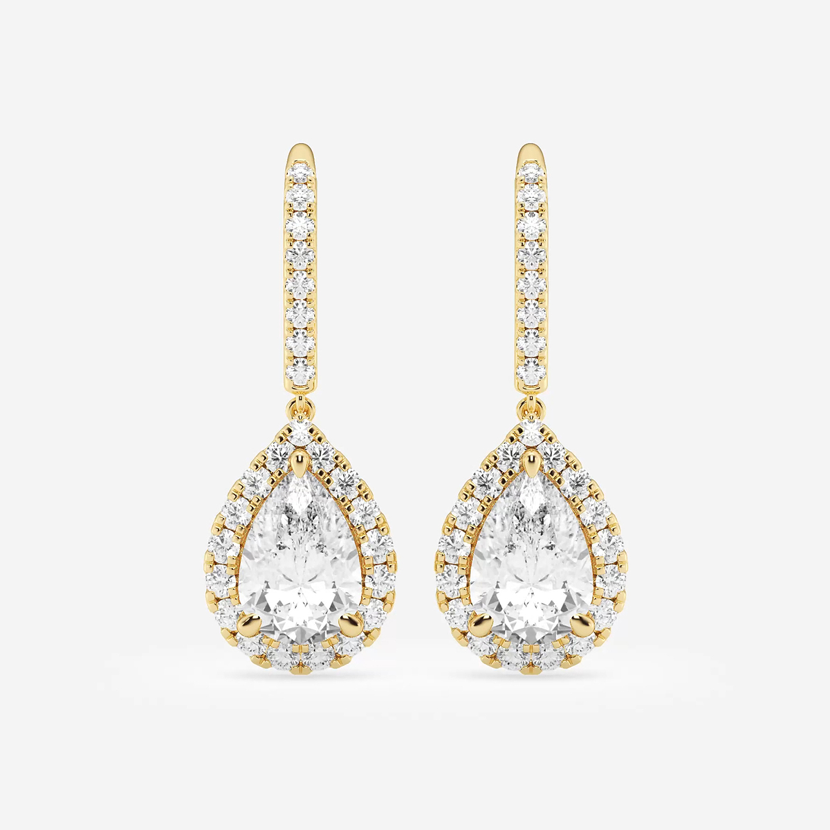 4 7/8 ctw Pear Lab Grown Diamond Halo Drop Earrings