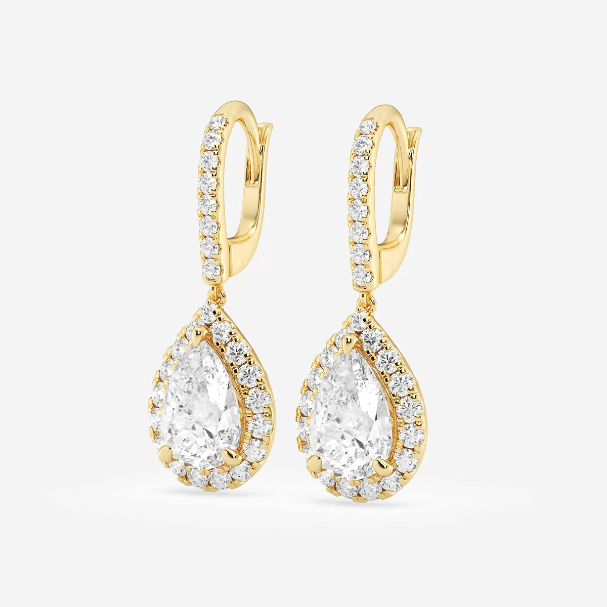 Additional Image 1 for  4 7/8 ctw Pear Lab Grown Diamond Halo Drop Earrings